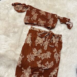 Windsor Brown and Cream Floral Two-Piece Set